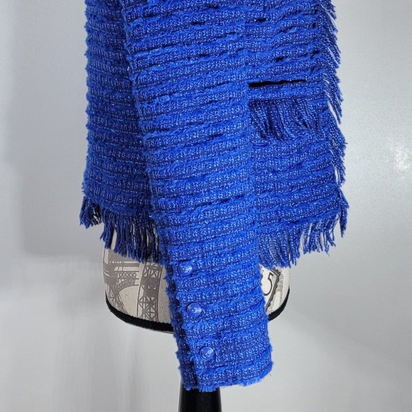 L'AGENCE Angelina Tweed Blazer, Twilight Blue, Women's Size 2, NWOT - Picture 4 of 9